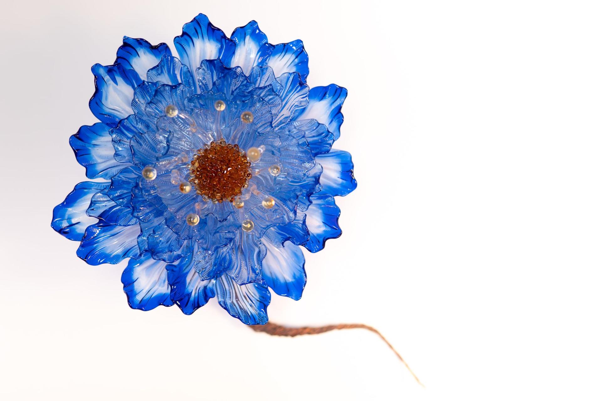 blue flower made from glass